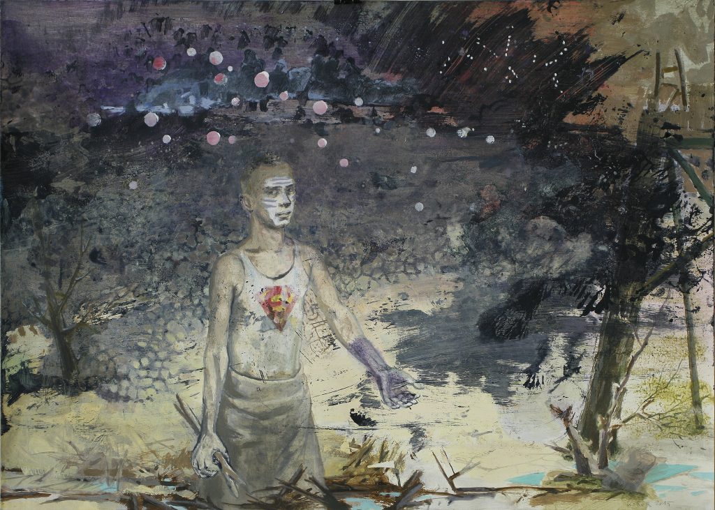 Der Retter, 2015, Acryl auf Papier, 30 × 40 cm