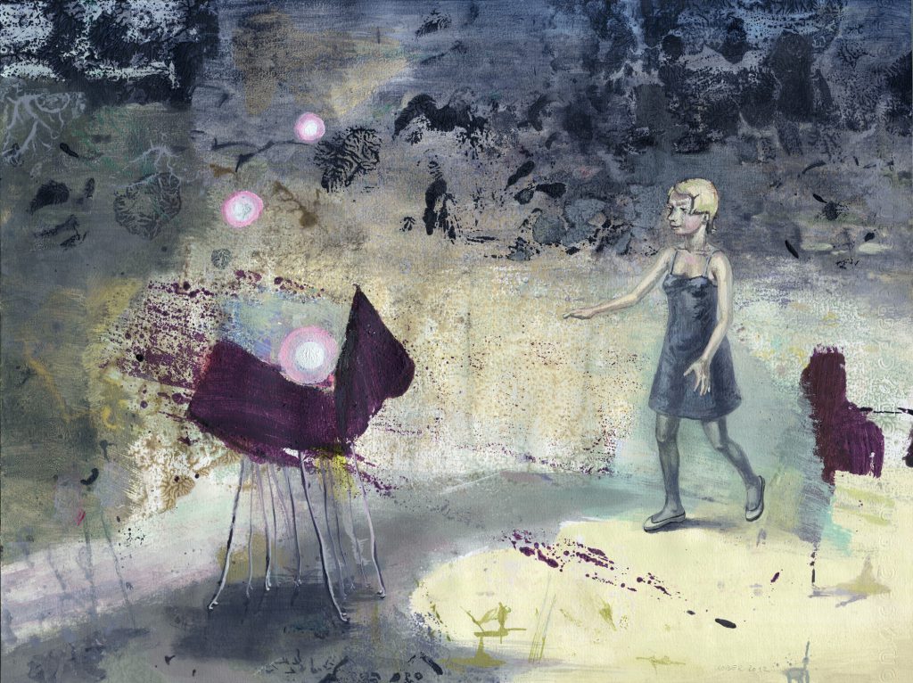 Kugelblitz, 2012, Acryl auf Papier, 30 × 40 cm