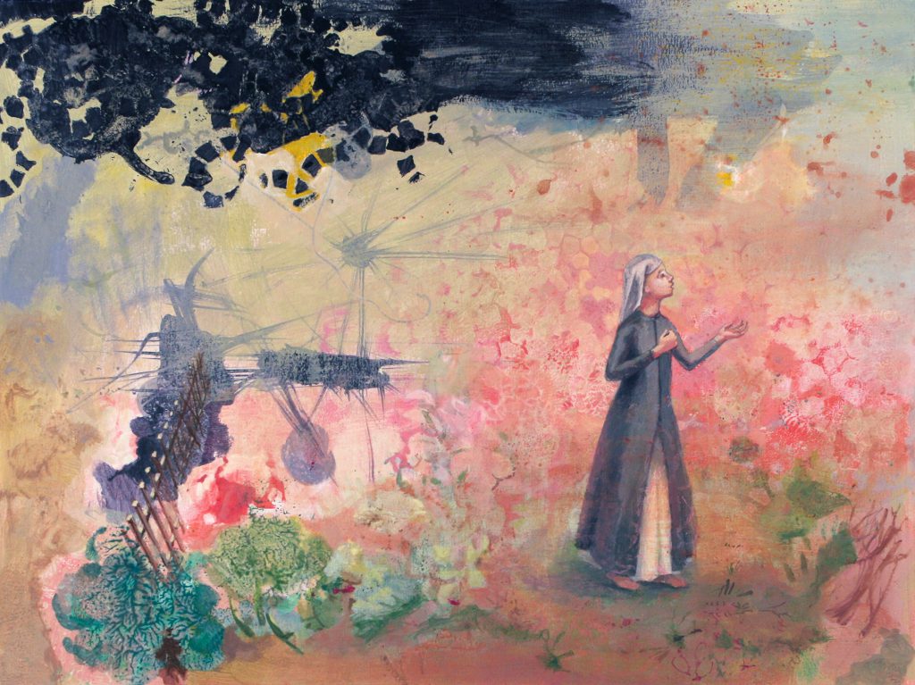 Klostergarten, 2016, Acryl auf Papier, 30 × 40 cm