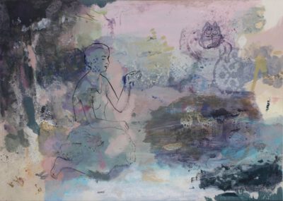 between I,2019, Acryl auf Karton, 50 × 70 cm